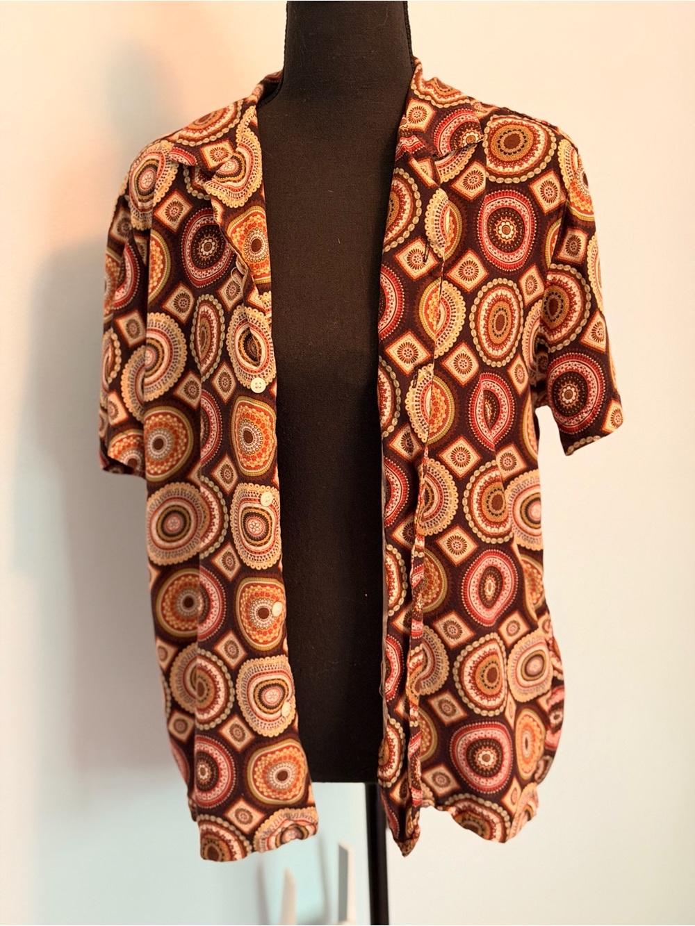 BOGO FREE Cactus Brown Multi-Pattern Short Sleeve Button Down Shirt